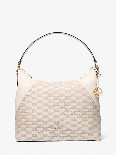 Aria Large Signature Logo Jacquard Shoulder Bag.